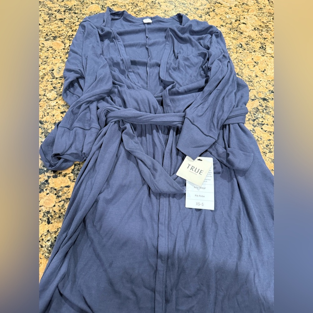 True & co Blue Long Sleeve any wear rib robe